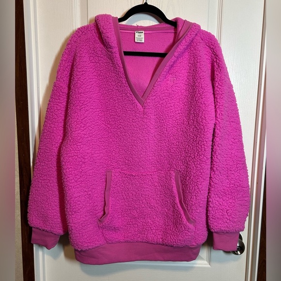 PINK by VS Cozy Pink Sherpa Hoodie EUC - Picture 1 of 8